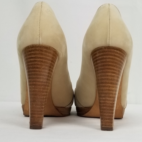 Celine Nude Leather Block Heels Pumps size 37 - Picture 5 of 11